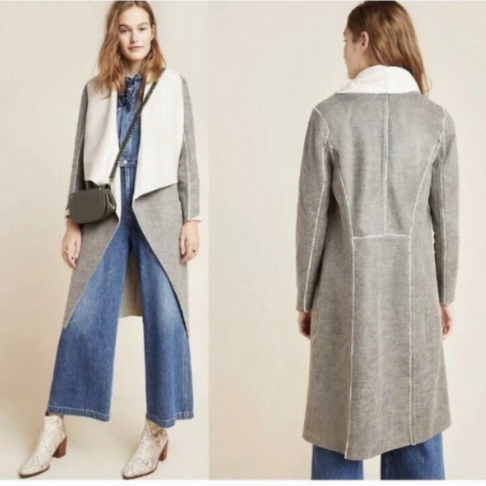 Anthropologie- Amadi Suede Sherpa Jacket